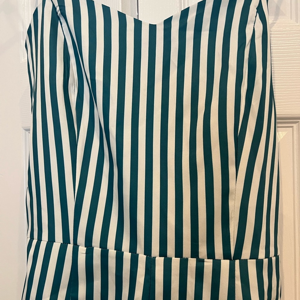 Retro stage TURQUOISE 1950S STRIPES ROMPER & SKIRT - Picture 9 of 14